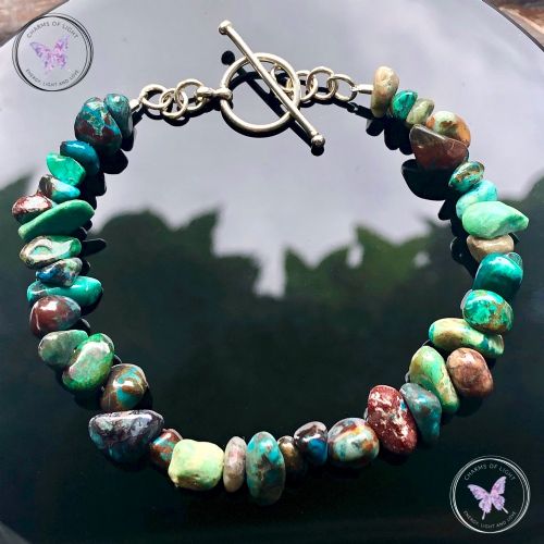 Chrysocolla Chip Bracelet With Silver Toggle Clasp